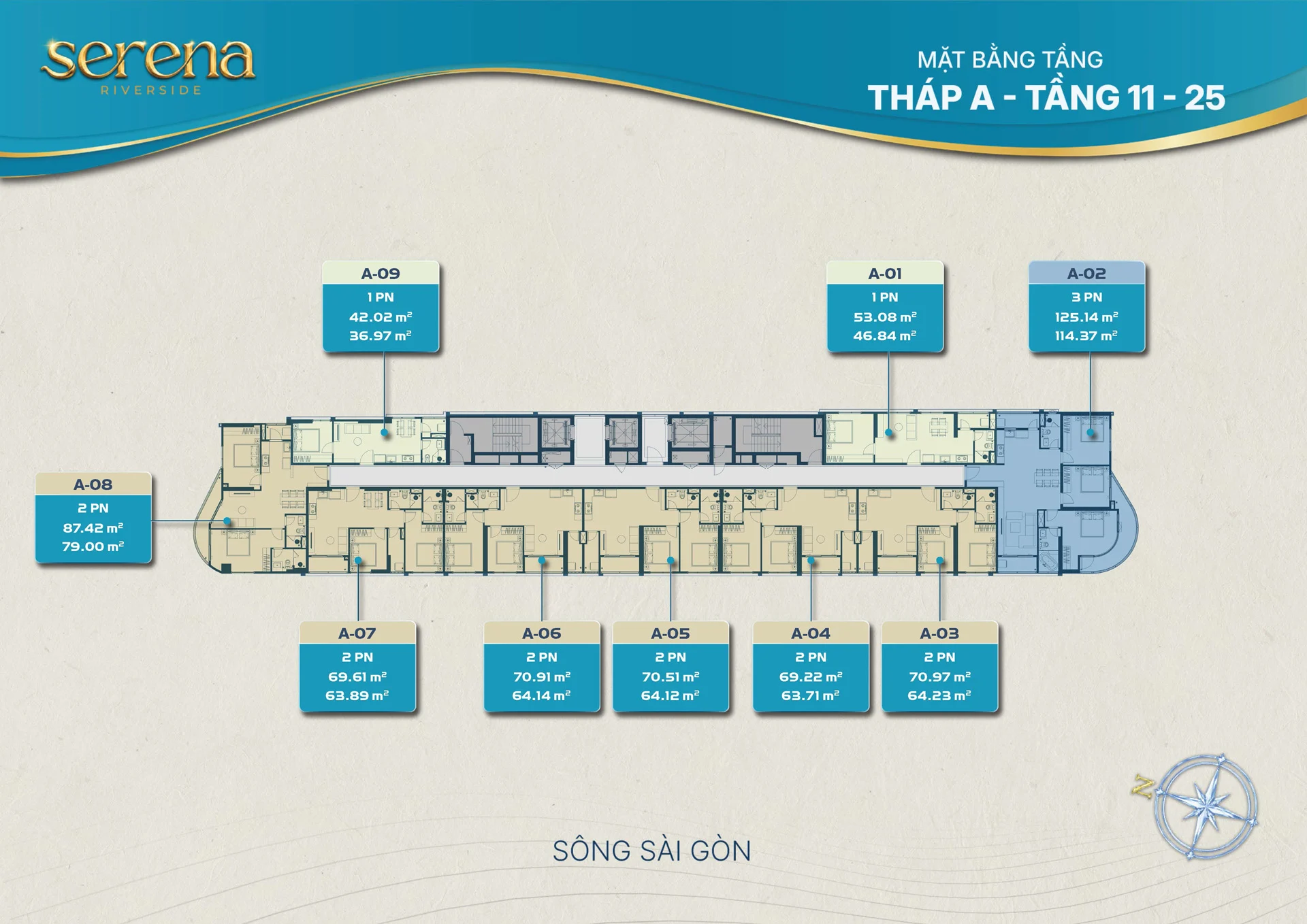 Mặt bằng tháp A tầng 11-25